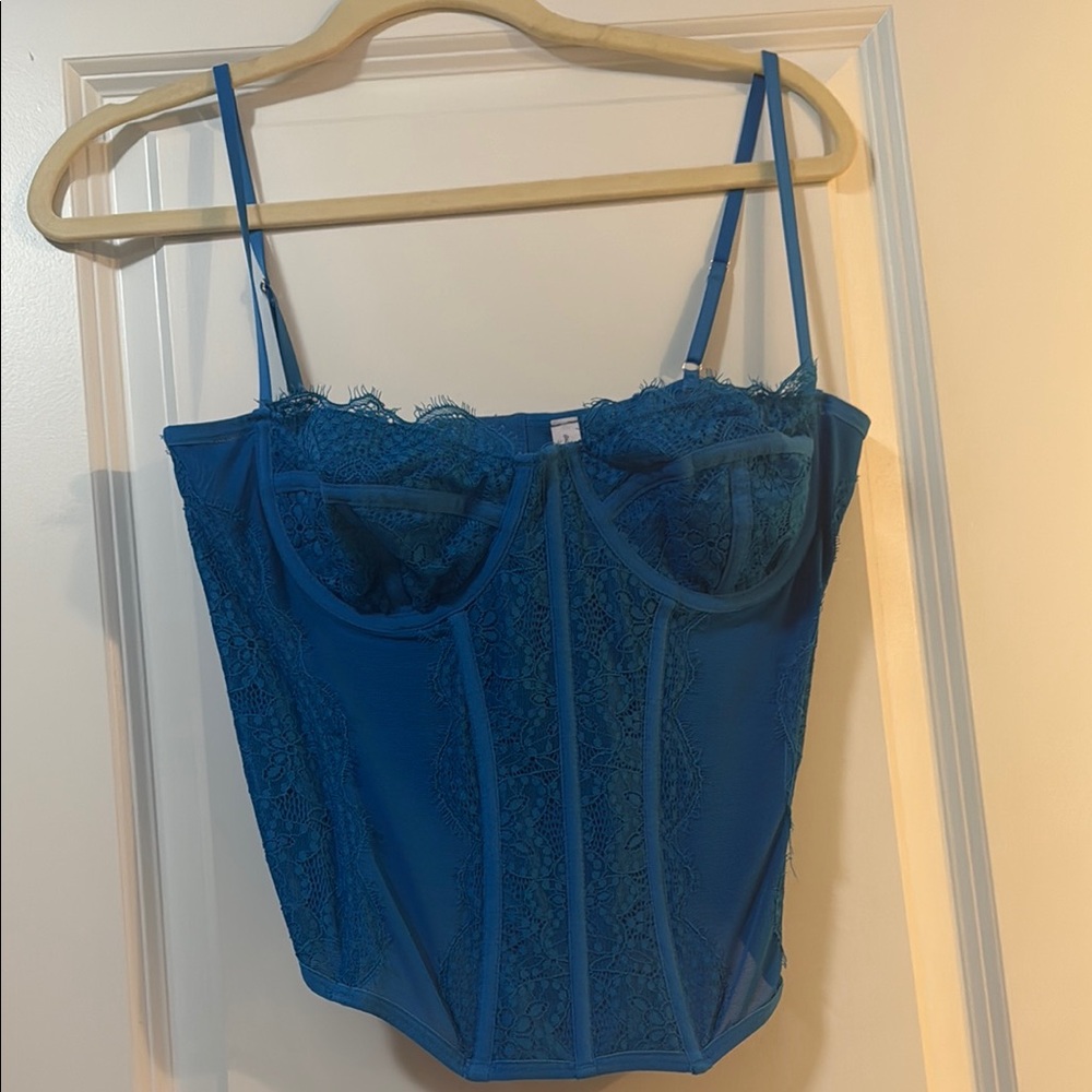 Urban Outfitters Blue Lace Corset Top